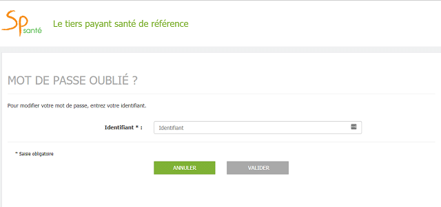 mot de passe sp santé oublié
