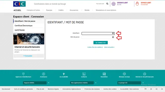 se connecter cic